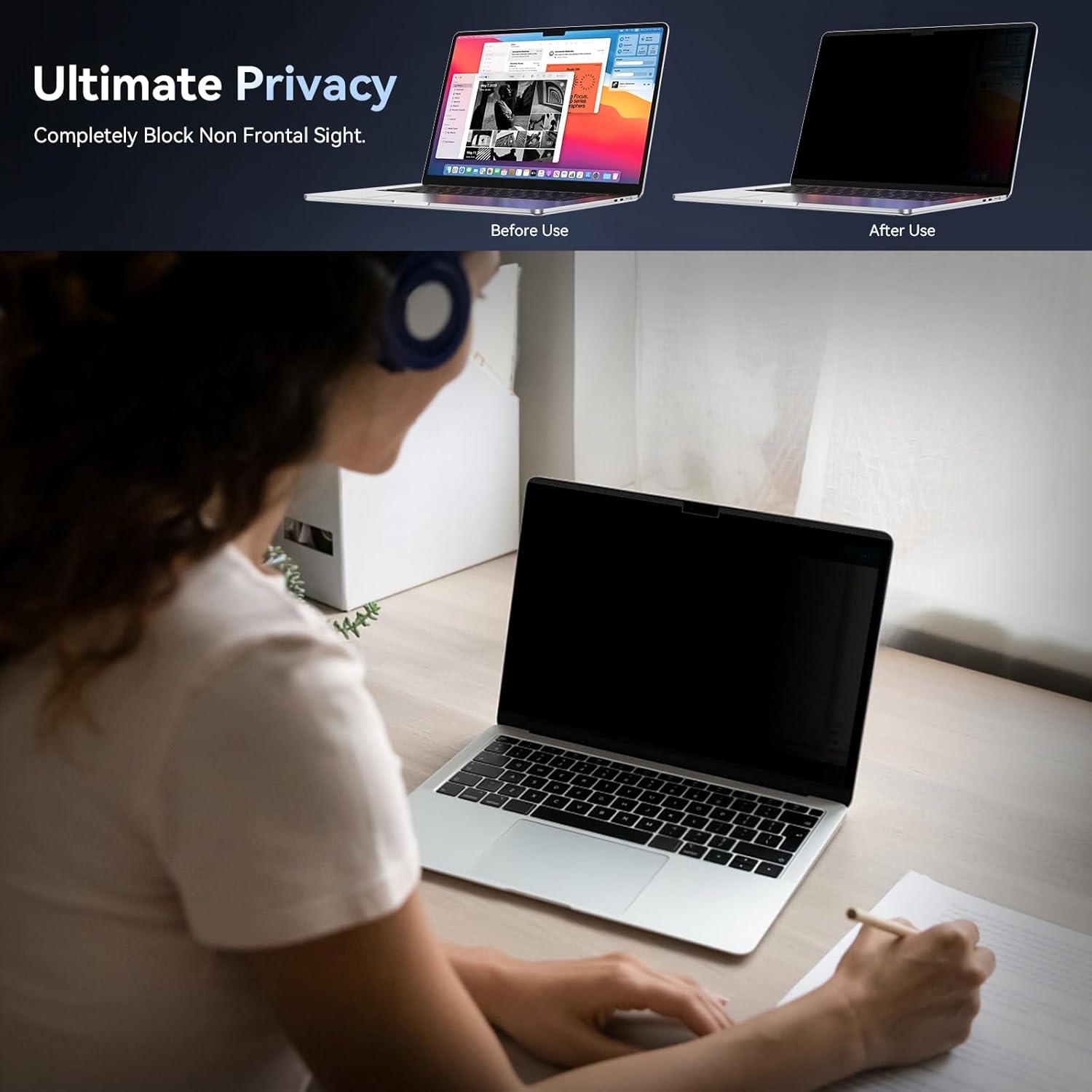 Magnetic Privacy Screen Filter for MacBook | 2-in-1 Anti-Spy & Blue Light Guard
