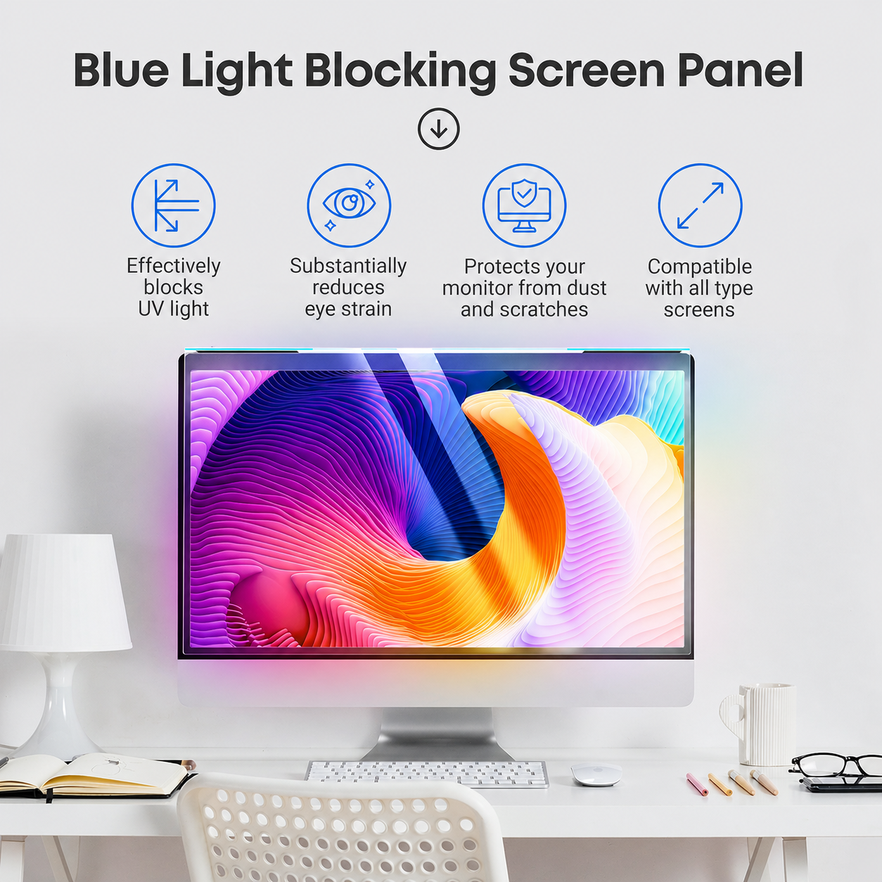 Monitor Blue Light & Anti-Glare Acrylic Screen Protector | SGS Certified